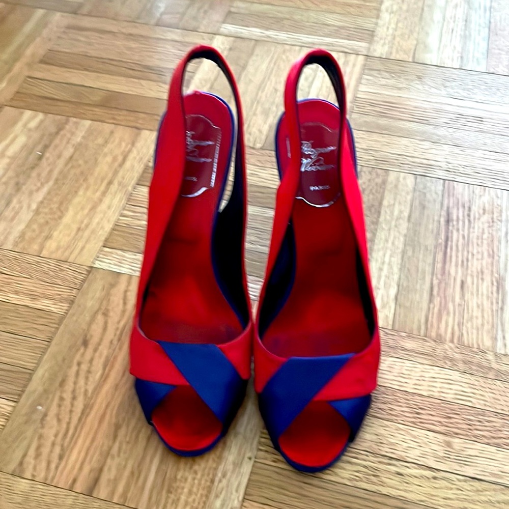 Multi-colored Roger Vivier satin sling-backed sandal